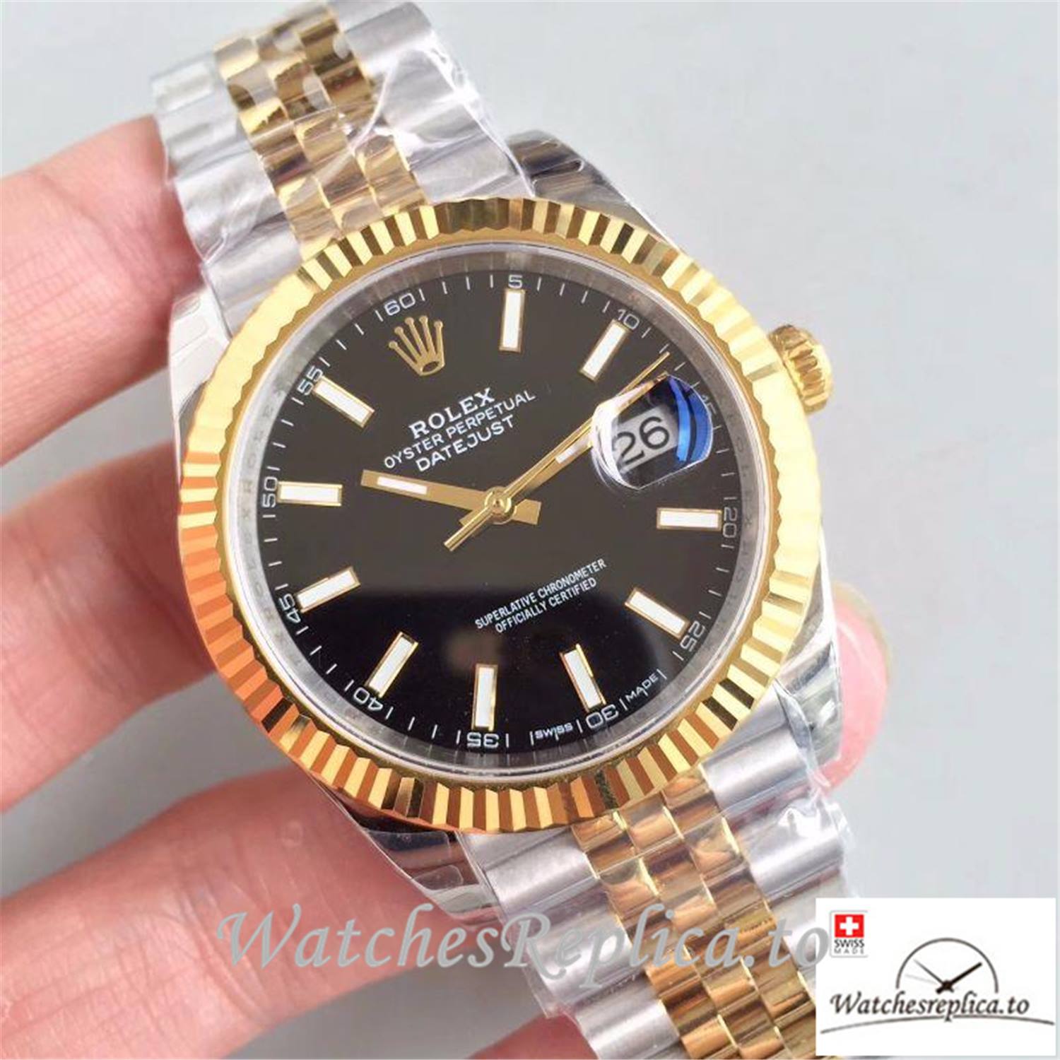 Swiss Rolex Datejust Replica 116333 Black Dial 41MM - WatchesReplica.is