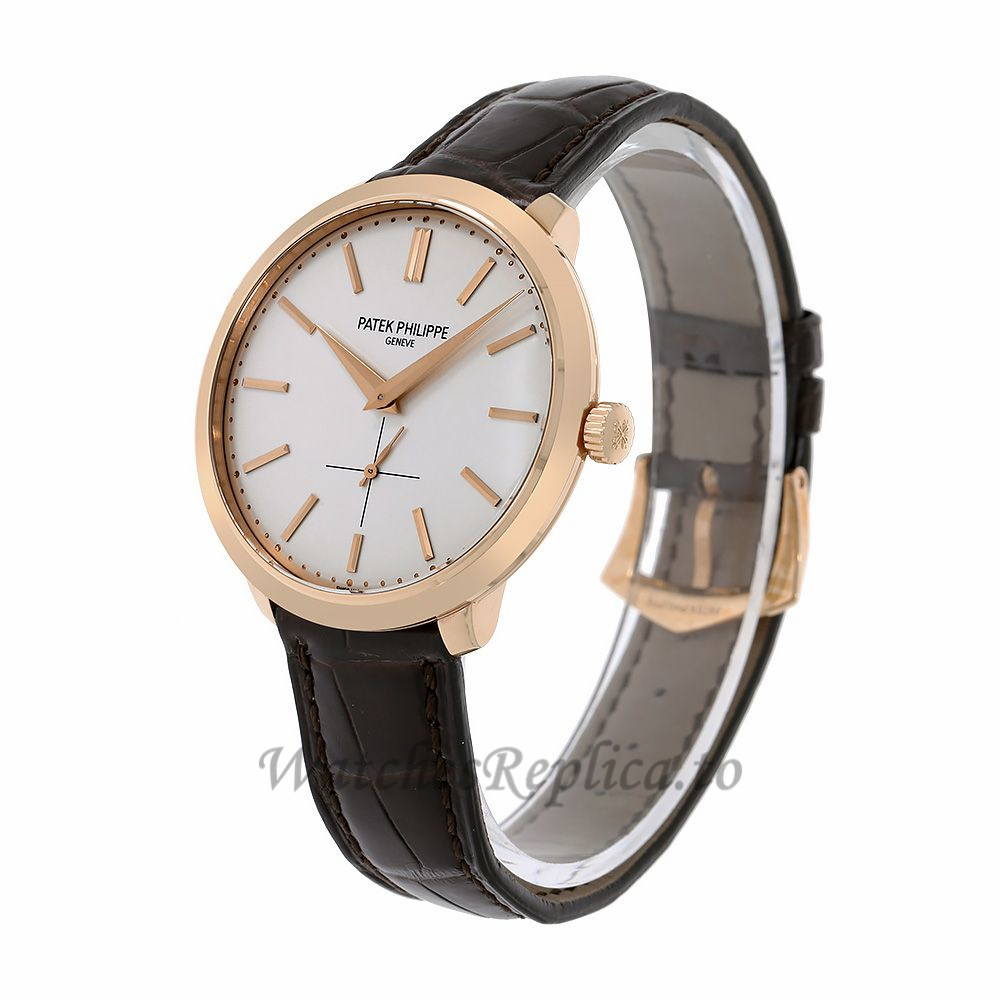 Patek Philippe Replica Calatrava Rose Gold Ivory Index Dial 41MM Watch 5123R001 - WatchesReplica.is