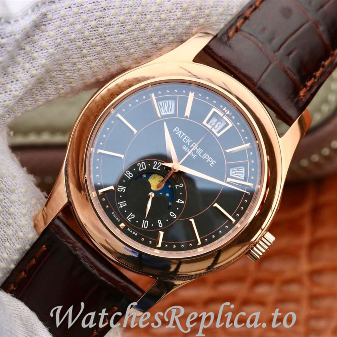Patek Philippe Replica Complications 5205G Leather strap 40MM - WatchesReplica.is