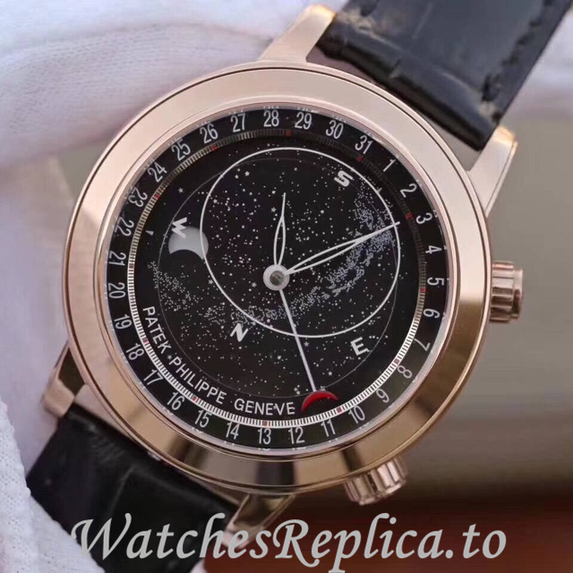 Patek Philippe Replica Complications 6102 Leather strap 44MM - WatchesReplica.is