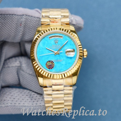 Swiss Rolex Day Date Replica 128238 Yellow Gold strap 36MM - WatchesReplica.is