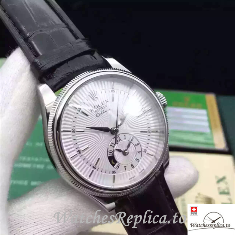 Swiss Rolex Cellini 50529-0006 Leather strap 39MM - WatchesReplica.is