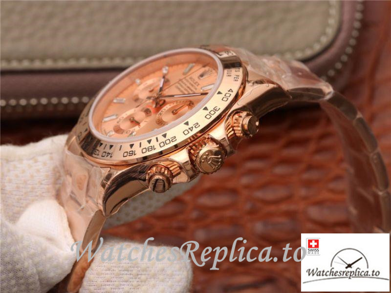 Swiss Rolex Daytona Cosmograph Replica 116508 001 Rose Gold Strap 40MM - WatchesReplica.is