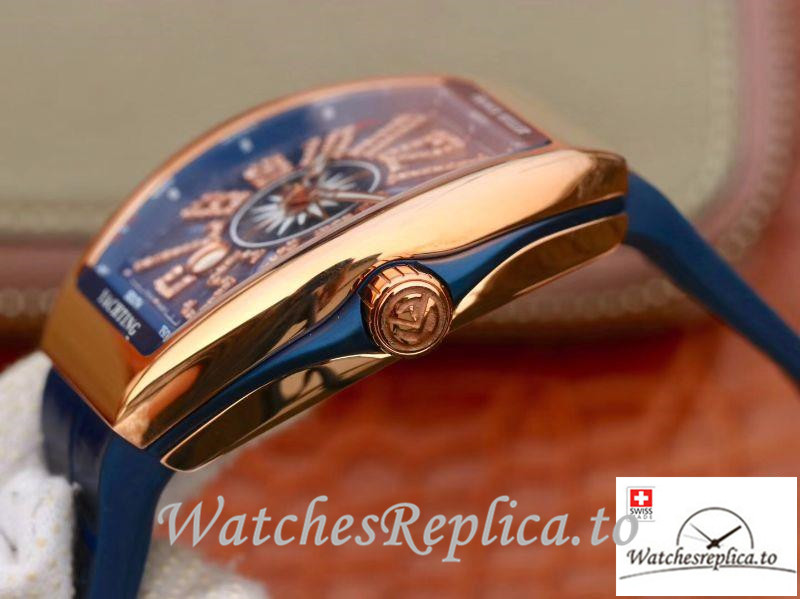 Swiss Franck Muller Vanguard Replica V45 001 Blue Strap 45MM - WatchesReplica.is