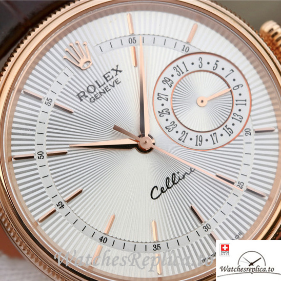 Swiss Rolex Cellini 50515-0008 Leather strap 39MM - WatchesReplica.is