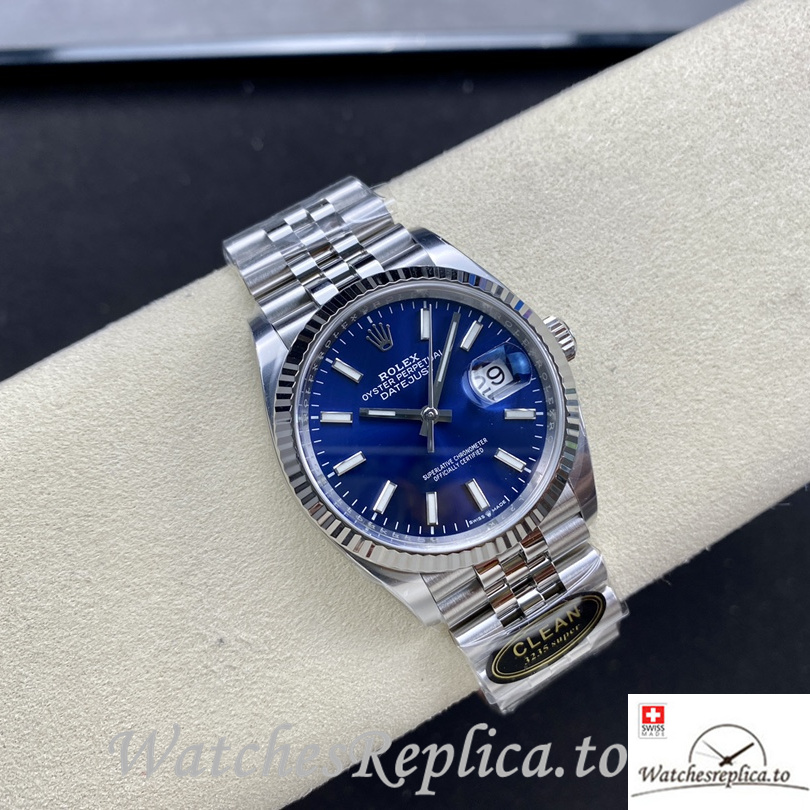 Swiss Rolex Datejust Replica 126234 Stainless steel strap 36MM Blue Dial - WatchesReplica.is