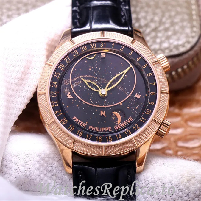 Patek Philippe Replica Complications Leather strap 42MM - WatchesReplica.is