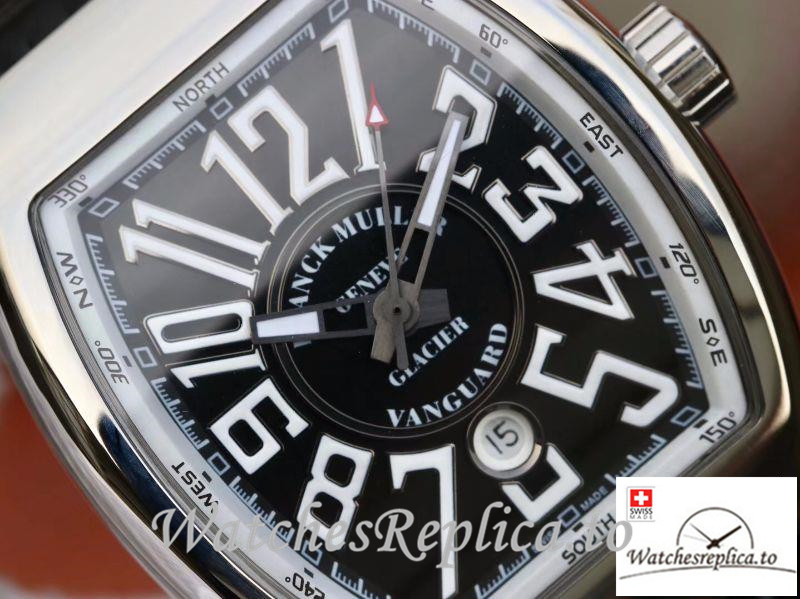 Swiss Franck Muller Vanguard Replica V45-04 Black Strap 45MM - WatchesReplica.is