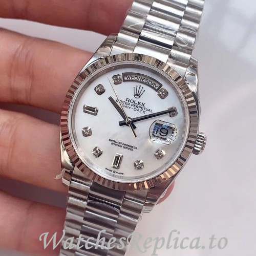 Swiss Rolex Day Date Replica 128239 Stainless steel strap 36MM - WatchesReplica.is