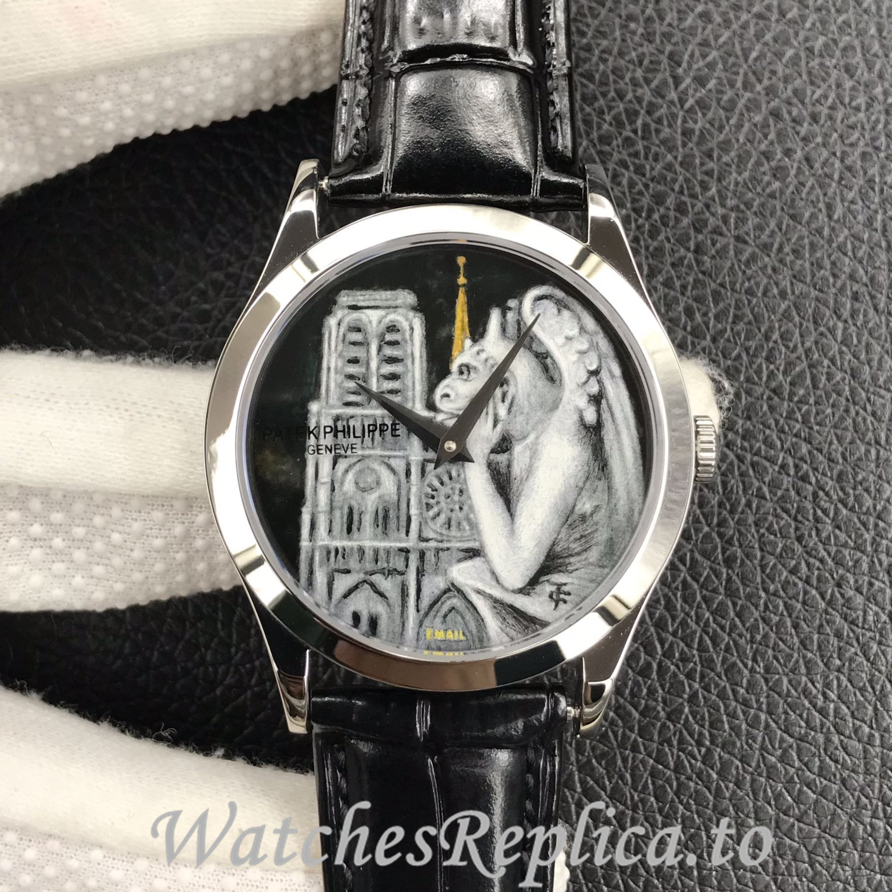 Patek Philippe Replica 5077P Leather strap 38.6MM - WatchesReplica.is