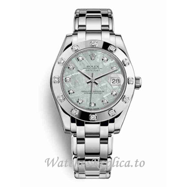 Replica Rolex Pearlmaster m81319-0016 34MM White Gold strap Ladies Watch - WatchesReplica.is