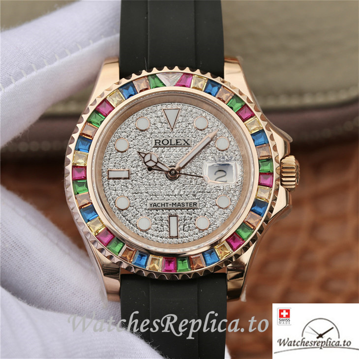 Swiss Rolex Yacht-Master Replica m116655-0005 Rubber strap 40MM - WatchesReplica.is