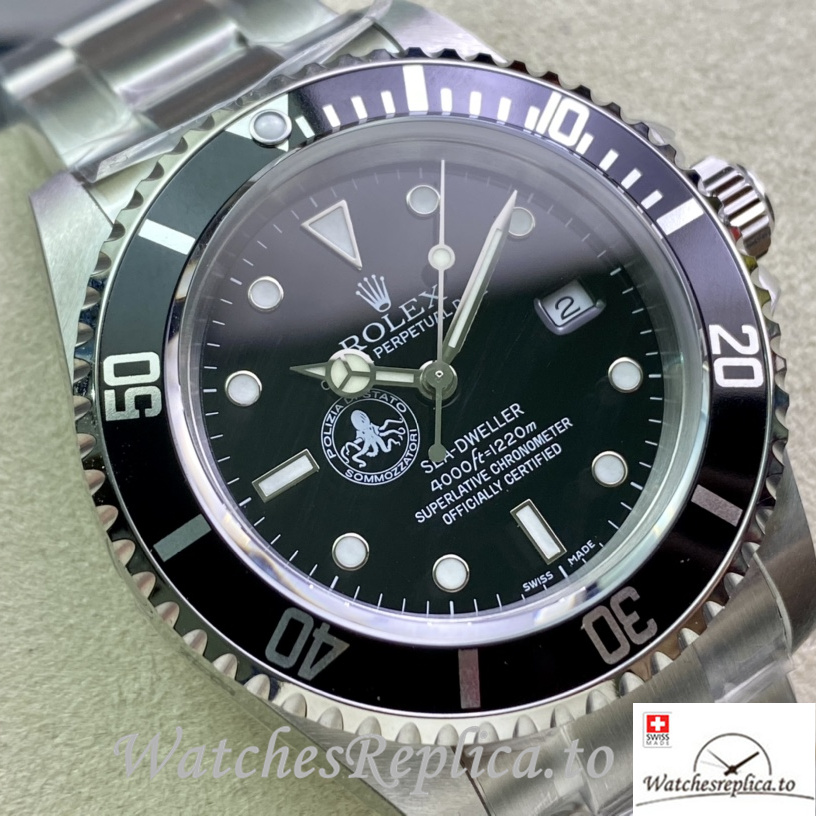 Swiss Rolex Sea Dweller Replica Stainless steel strap 40MM Black Dial - WatchesReplica.is