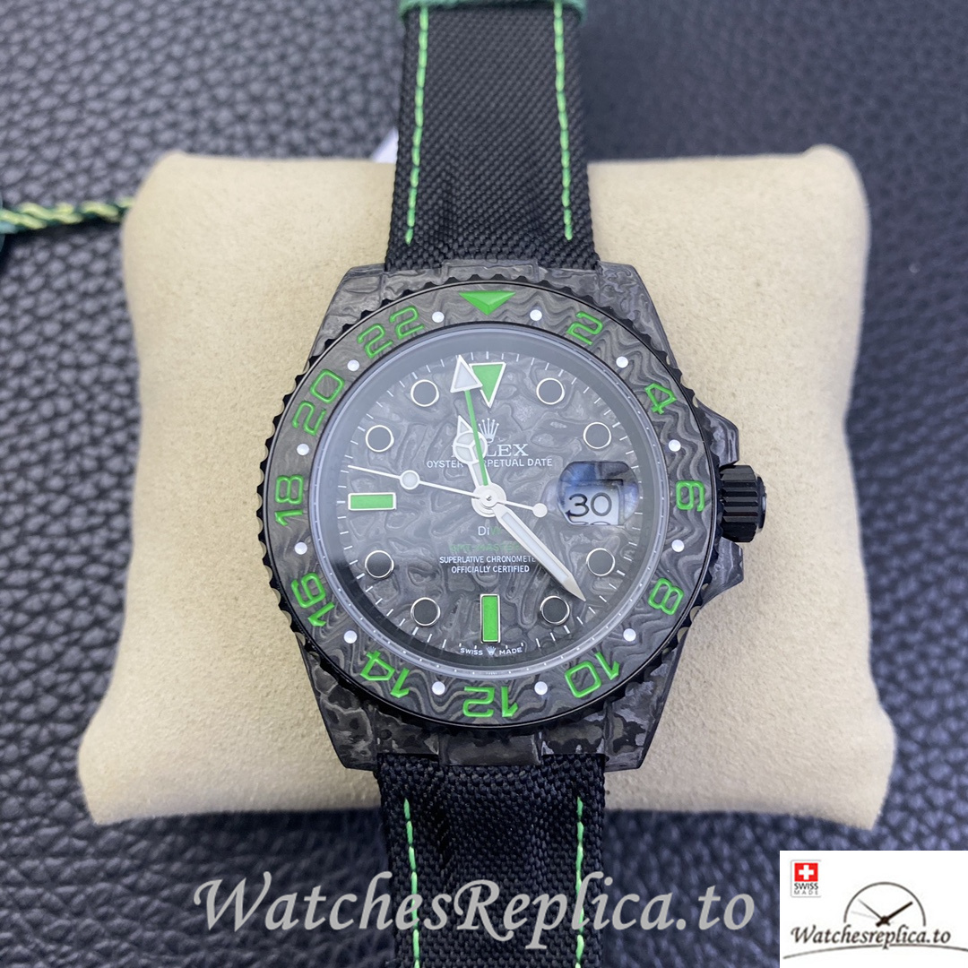 Swiss Rolex GMT Master Electro Carbon Carbon fiber strap 40MM - WatchesReplica.is