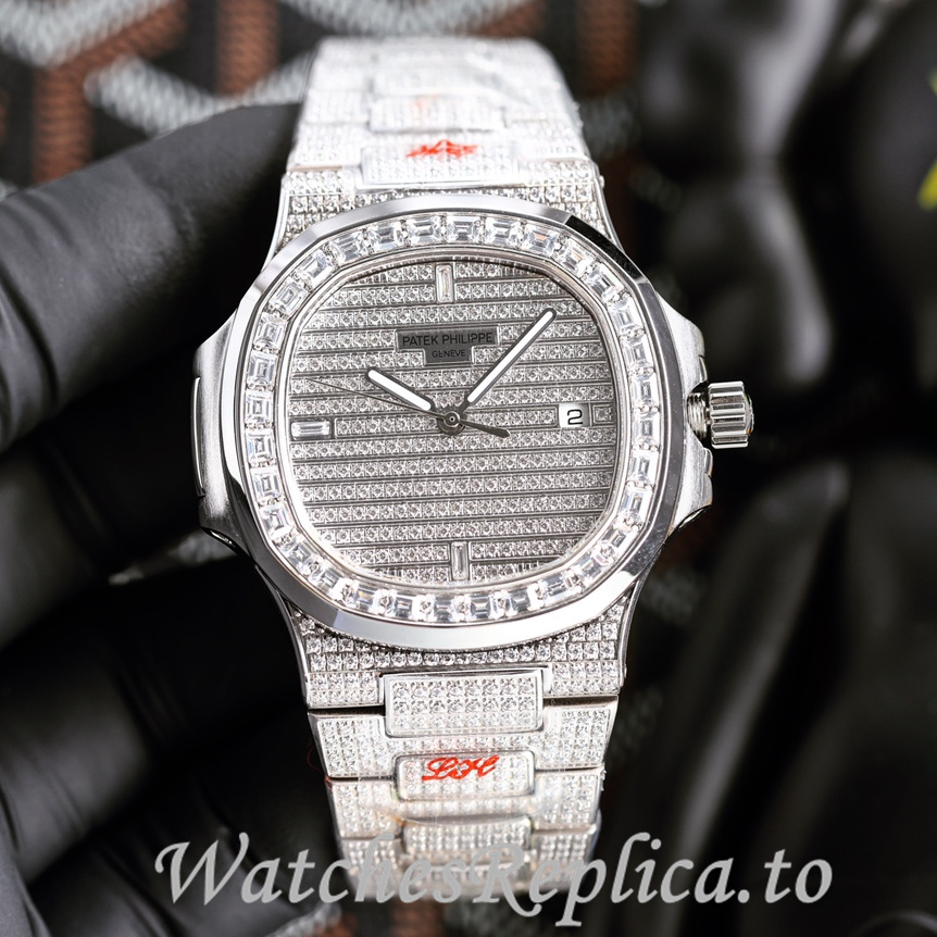 Patek Philippe Replica Nautilus 5711 Diamonds paved strap 40MM - WatchesReplica.is
