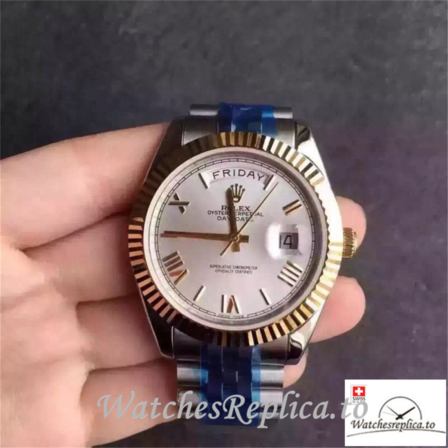 Swiss Rolex Day Date Replica 116233 001 Yellow Gold Bezel 36MM - WatchesReplica.is