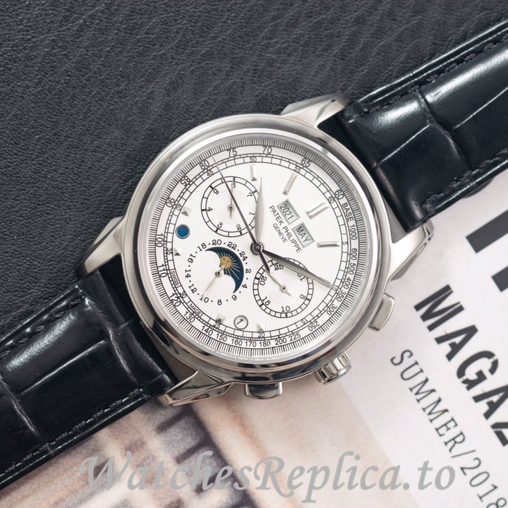 Patek Philippe Replica Complications Leather strap 41MM - WatchesReplica.is