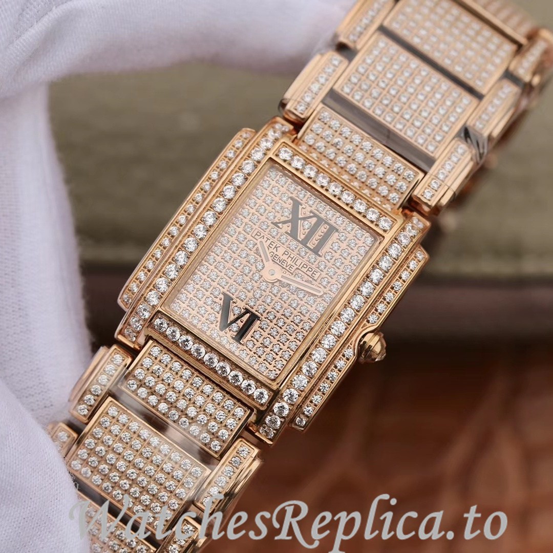 Patek Philippe Replica Twenty-4 Rose Gold strap 30MM - WatchesReplica.is