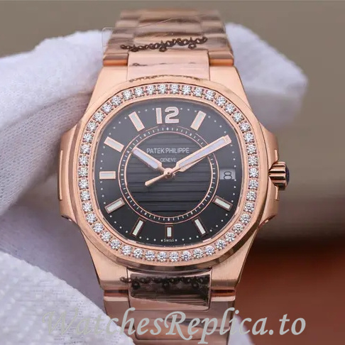 Patek Philippe Replica Nautilus 7011 Rose Gold strap 32MM - WatchesReplica.is