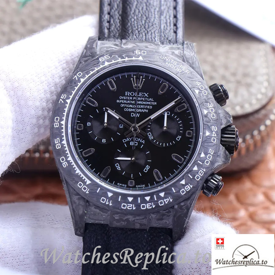 Swiss Rolex Daytona Replica Leather strap 40MM - WatchesReplica.is