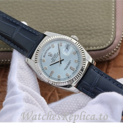 Swiss Rolex Day Date Replica 118135 Leather strap 36MM - WatchesReplica.is