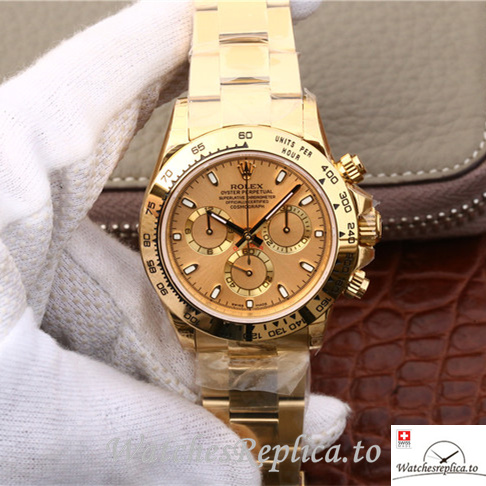 Swiss Rolex Daytona 116508 Yellow Gold strap 40MM - WatchesReplica.is