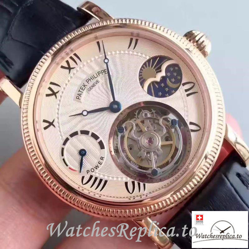 Swiss Patek Philippe Tourbillon Replica Rose Gold Bezel 43MM - WatchesReplica.is