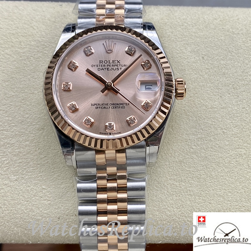 Swiss Rolex Datejust Replica Stainless steel strap 31MM Diamonds Marks - WatchesReplica.is