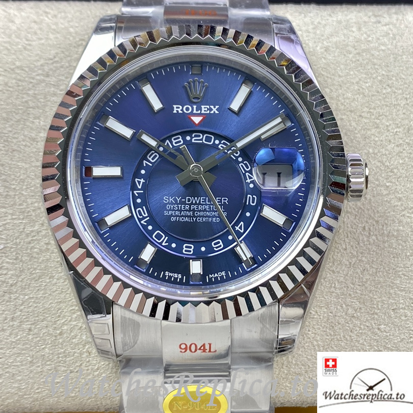 Swiss Rolex Sky Dweller Replica Stainless steel strap 42MM Blue Dial - WatchesReplica.is