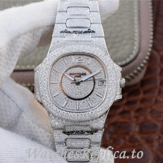 Patek Philippe Replica Nautilus 7021 White Gold strap 37MM - WatchesReplica.is