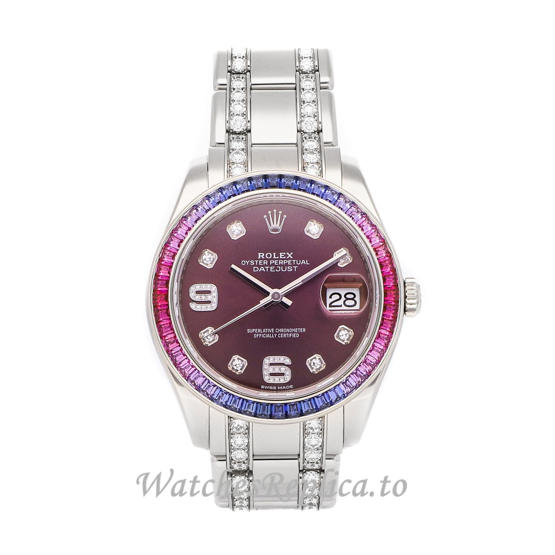 Replica Rolex Pearlmaster 86349SAFUBL 39MM Purple Dial Mens Watch - WatchesReplica.is