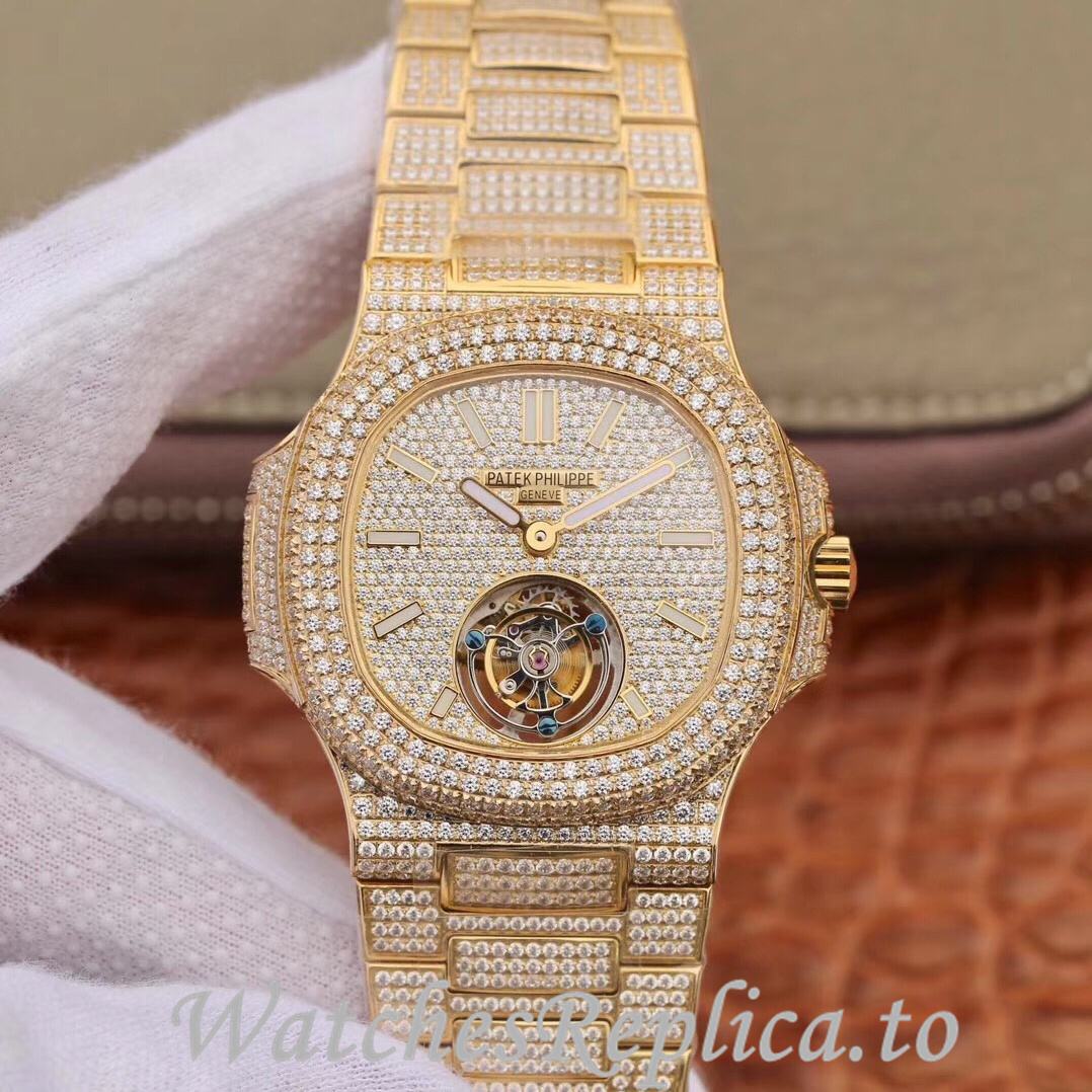Patek Philippe Replica Nautilus Yellow Gold strap 40MM - WatchesReplica.is