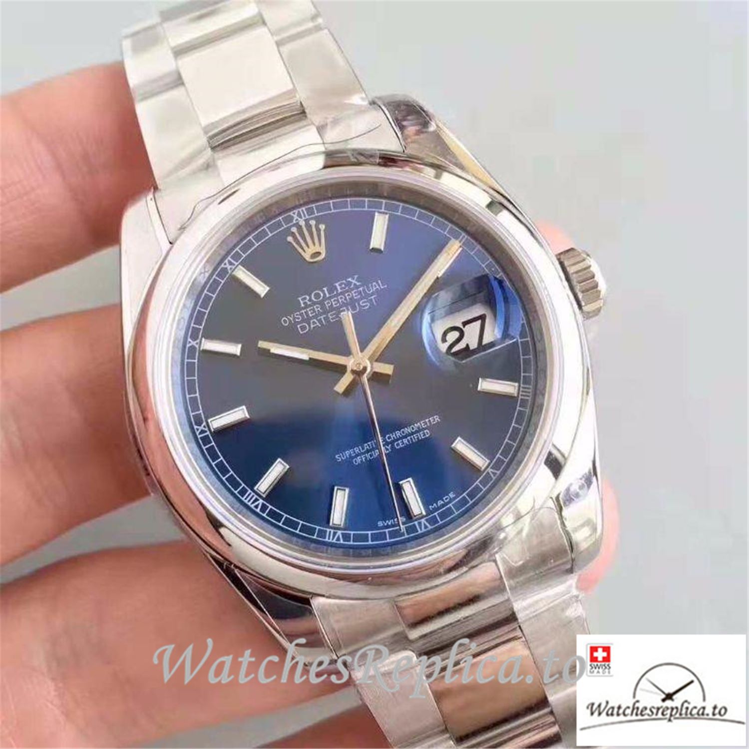 Swiss Rolex Datejust Replica 116200 Blue Dial 36MM - WatchesReplica.is