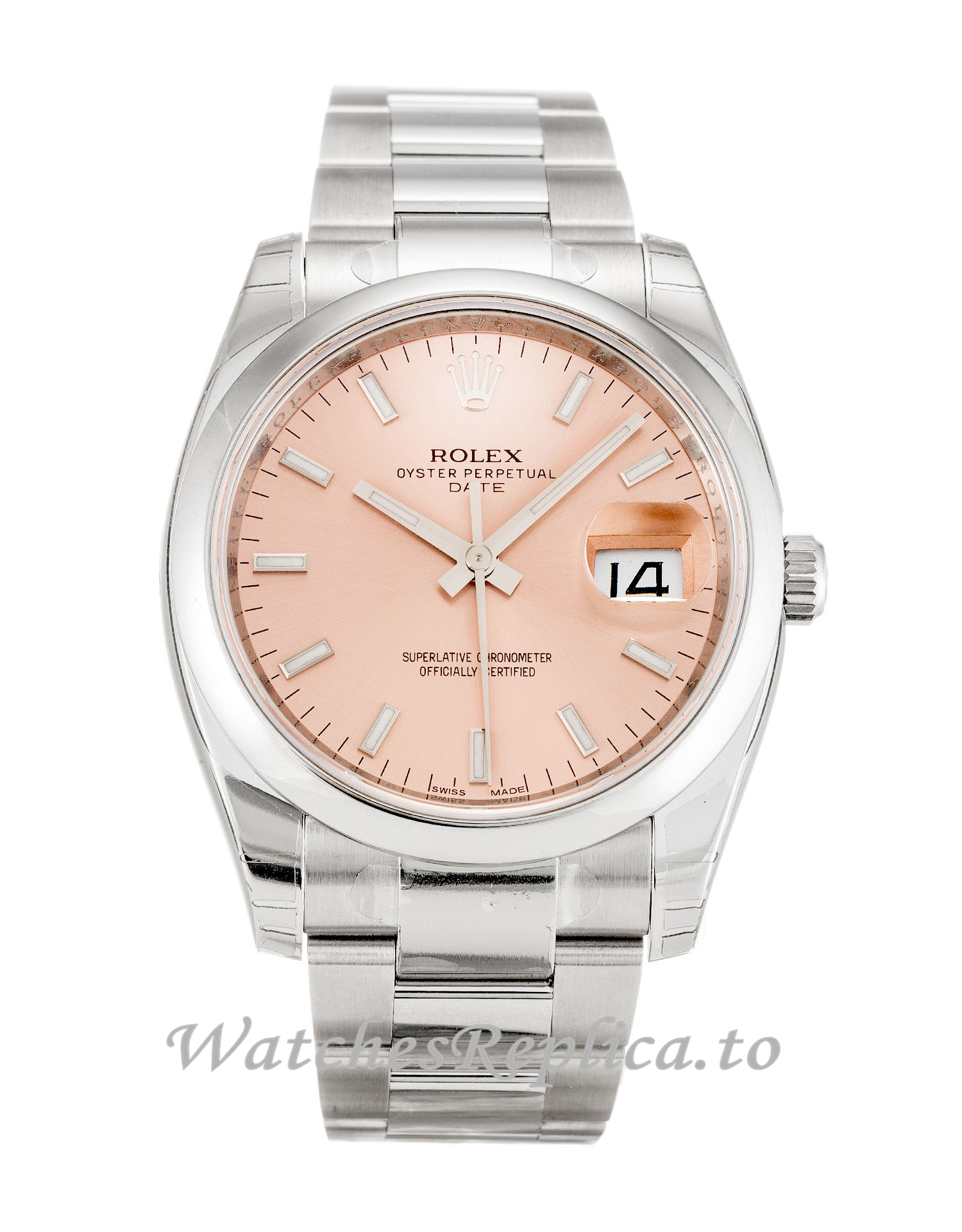 Rolex Oyster Perpetual Date Salmon Dial 115200-34 MM - WatchesReplica.is