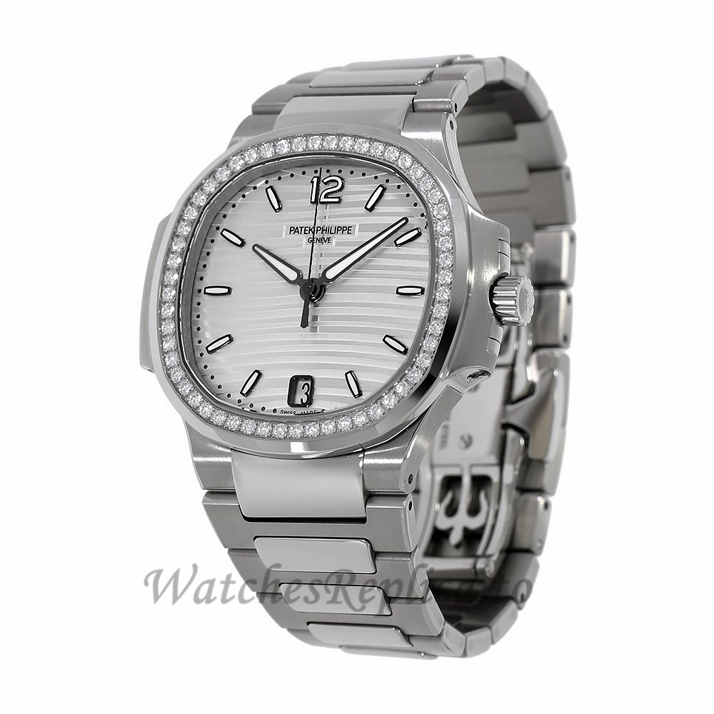 Patek Philippe Replica Nautilus Stainless Steel Diamond Bezel 35MM Watch 71181200A010 - WatchesReplica.is