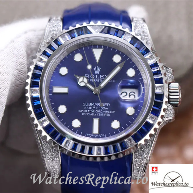 Swiss Rolex Submariner Replica 116610LV Leather strap 40MM - WatchesReplica.is