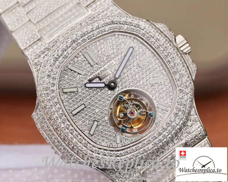 Swiss Patek Philippe Nautilus Jumbo Replica 5711 008 Diamonds Bezel 40MM - WatchesReplica.is