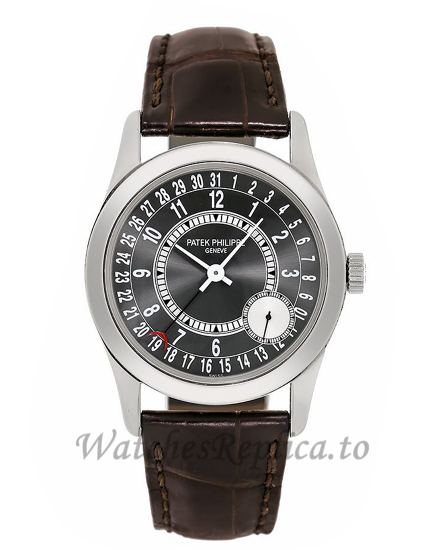 Patek Philippe Replica Calatrava White Gold Small Seconds Grey Dial 37MM Watch 6000G010 - WatchesReplica.is