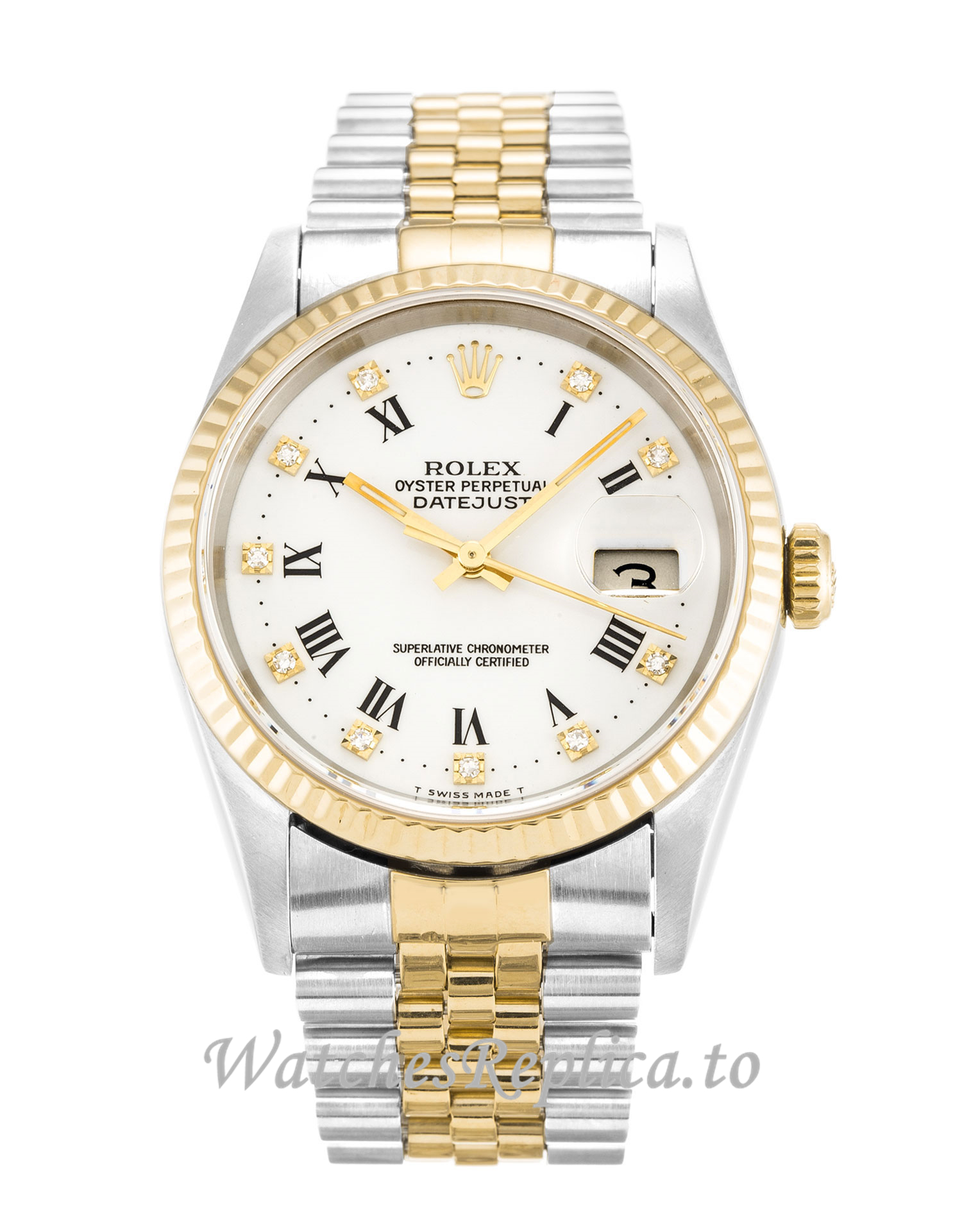 Rolex Datejust White Diamond Dial 16233 - WatchesReplica.is