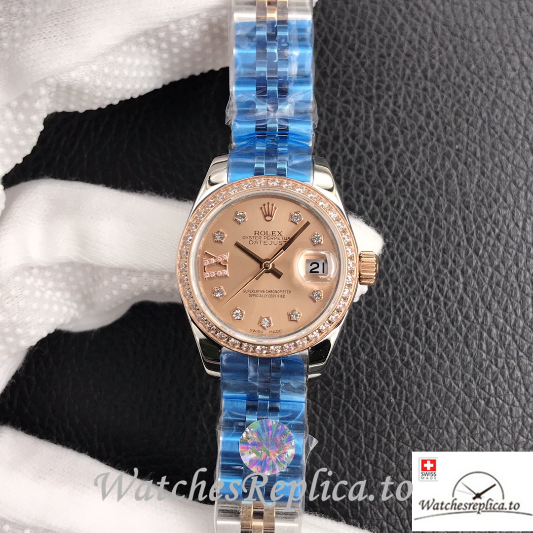 Swiss Rolex Datejust Replica 279174 Stainless steel strap 28MM Pink Dial Diamonds - WatchesReplica.is
