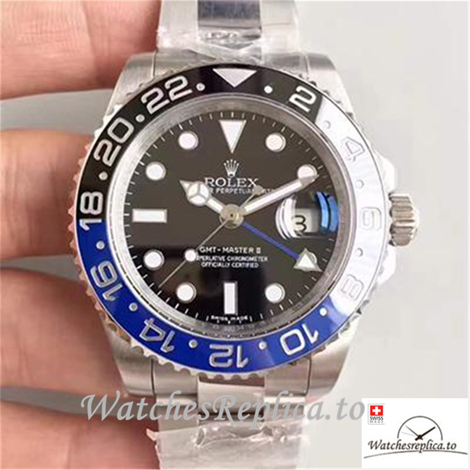 Swiss Rolex GMT-Master II Replica 116710BLNR Silver Strap 40MMx12.1MM - WatchesReplica.is