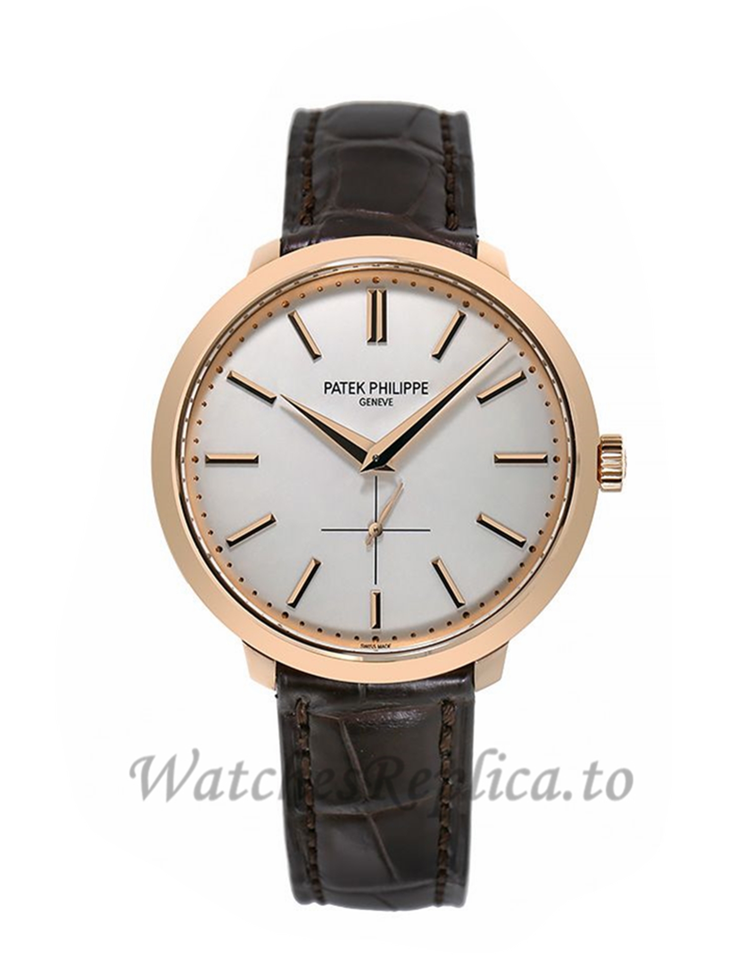 Patek Philippe Replica Calatrava Rose Gold Ivory Index Dial 41MM Watch 5123R001 - WatchesReplica.is