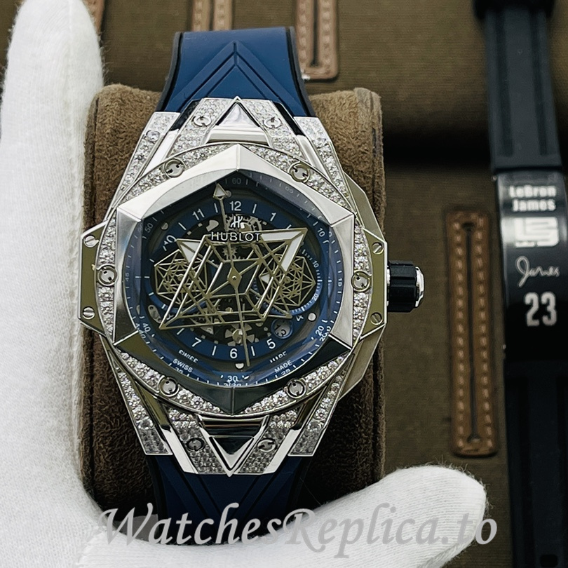 Hublot Replica Big Bang Sang Bleu II Rubber strap 45MM - WatchesReplica.is