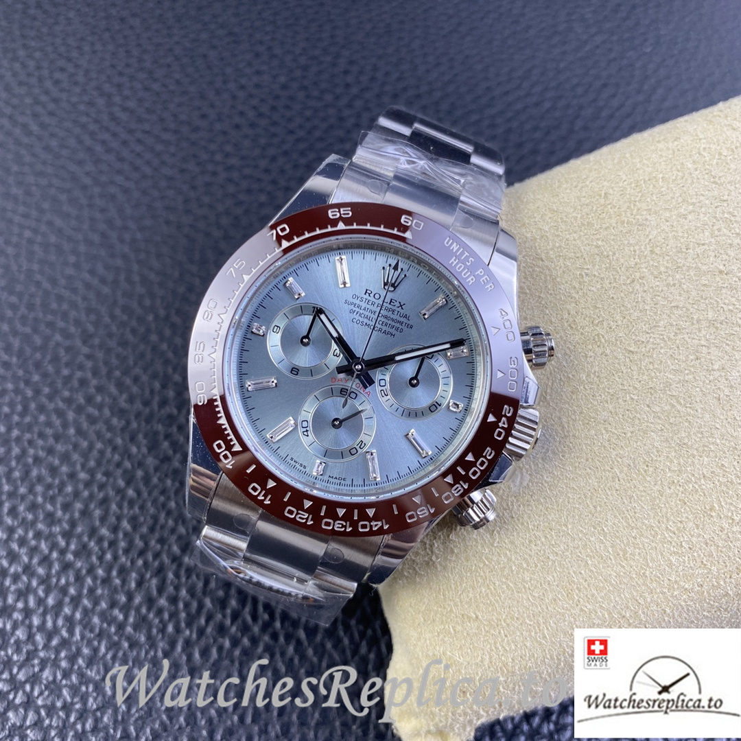 Swiss Rolex Daytona Replica Stainless steel strap 40MM Blue Dial Diamonds Marks - WatchesReplica.is