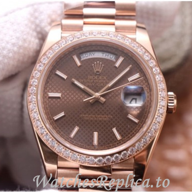 Swiss Rolex Day Date Replica 228345 Rose Gold strap 40MM - WatchesReplica.is