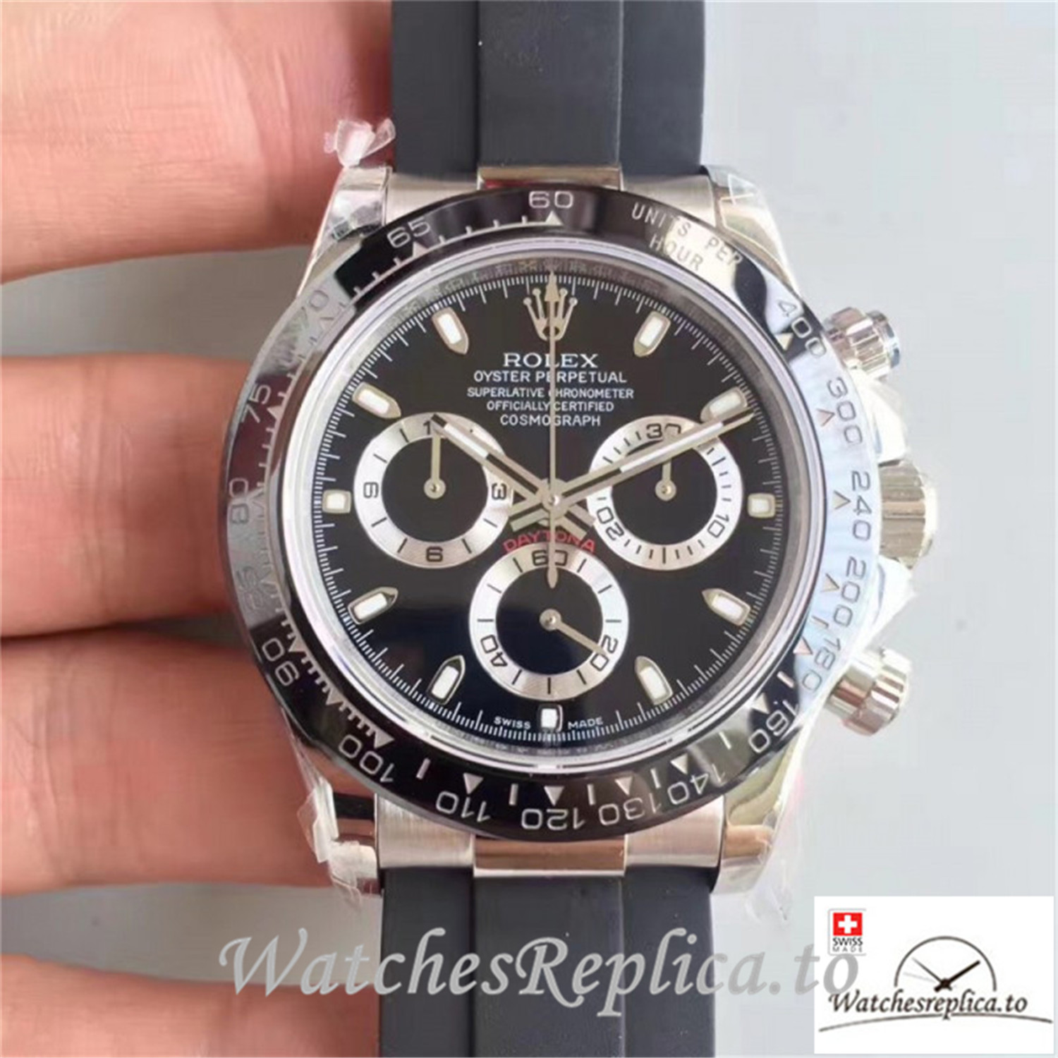 Swiss Rolex Daytona Cosmograph Replica 116519LN 003 Black Strap 40MM - WatchesReplica.is