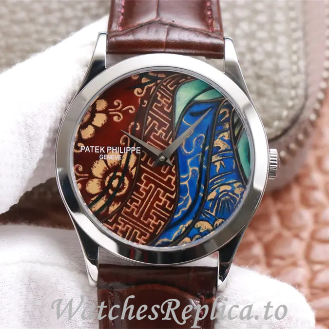 Patek Philippe Replica Calatrava 5077P-103 Leather strap 38.6MM - WatchesReplica.is