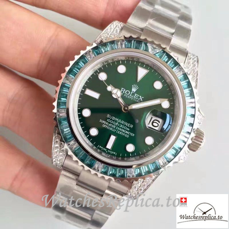 Swiss Rolex Submariner Date Replica 116610LV 002 Silver Strap 40MM - WatchesReplica.is