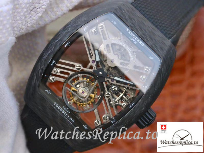 Swiss Franck Muller Vanguard Replica V45 T SQT Black Strap 44MM×53.7MM - WatchesReplica.is