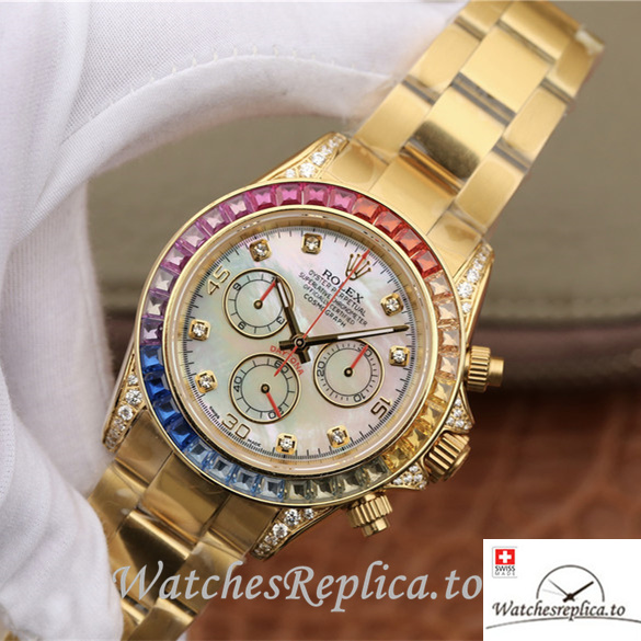 Swiss Rolex Daytona Replica 116598RBOW Yellow Gold strap 40MM - WatchesReplica.is
